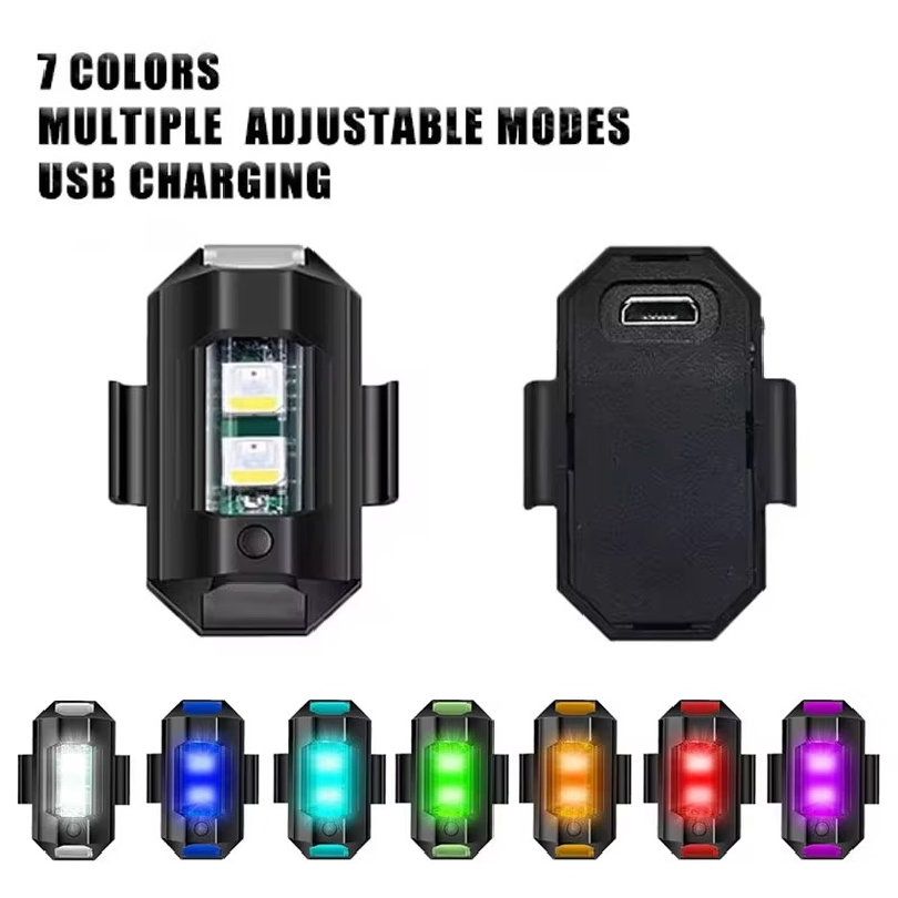 Drone Led Light - Universelle LED-Stroboskoplichter Motorrad-Antikollisions-Warnleuchte USB-Ladung 7 Farben